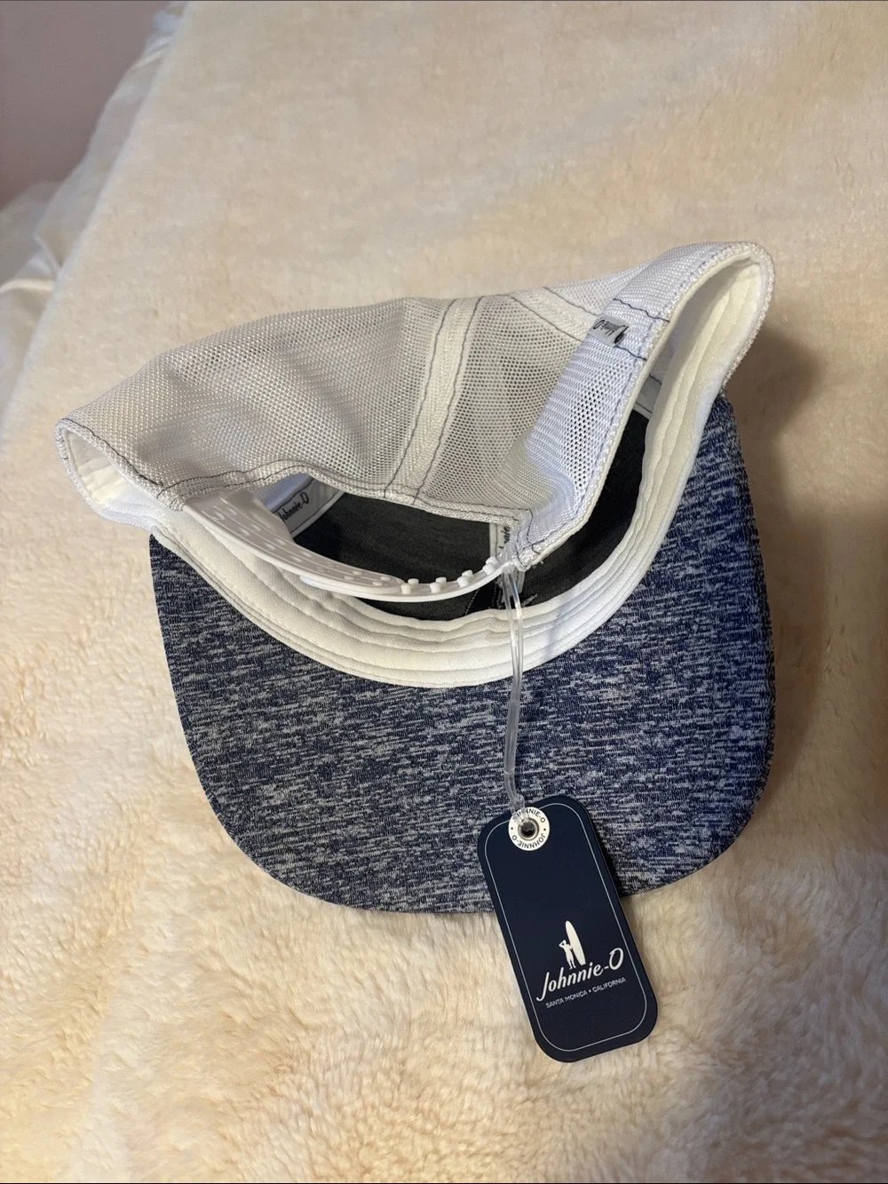 johnnie-O Navy Heather & White Mesh Surf Patch Trucker Hat